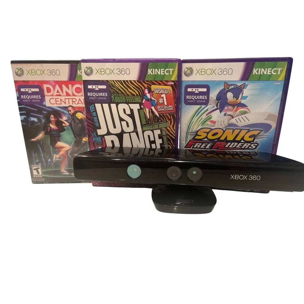 Xbox 360 Kinect  Bundle 3 Games Dance Central‎ Just Dance Sonic Working